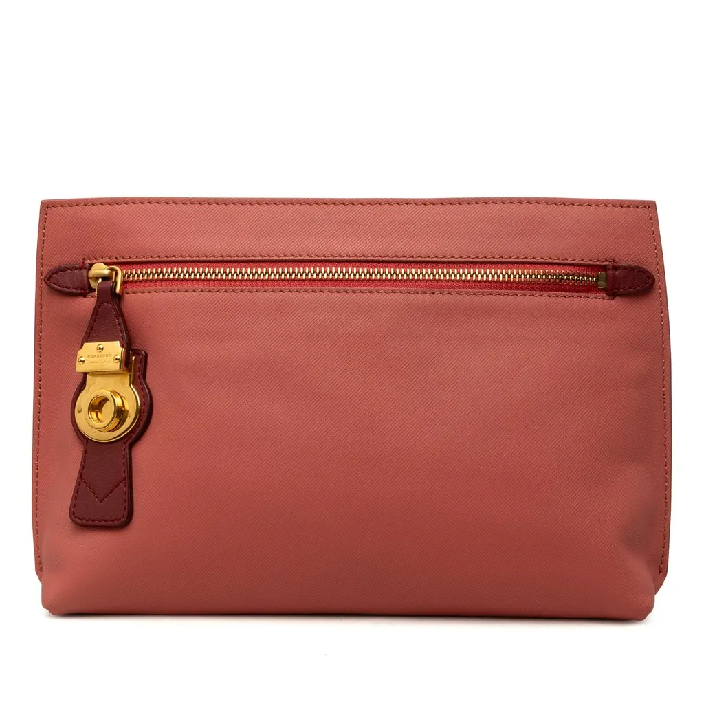 Burberry Bicolor Leather Pendleton Clutch Pink Leather Very good - Front View