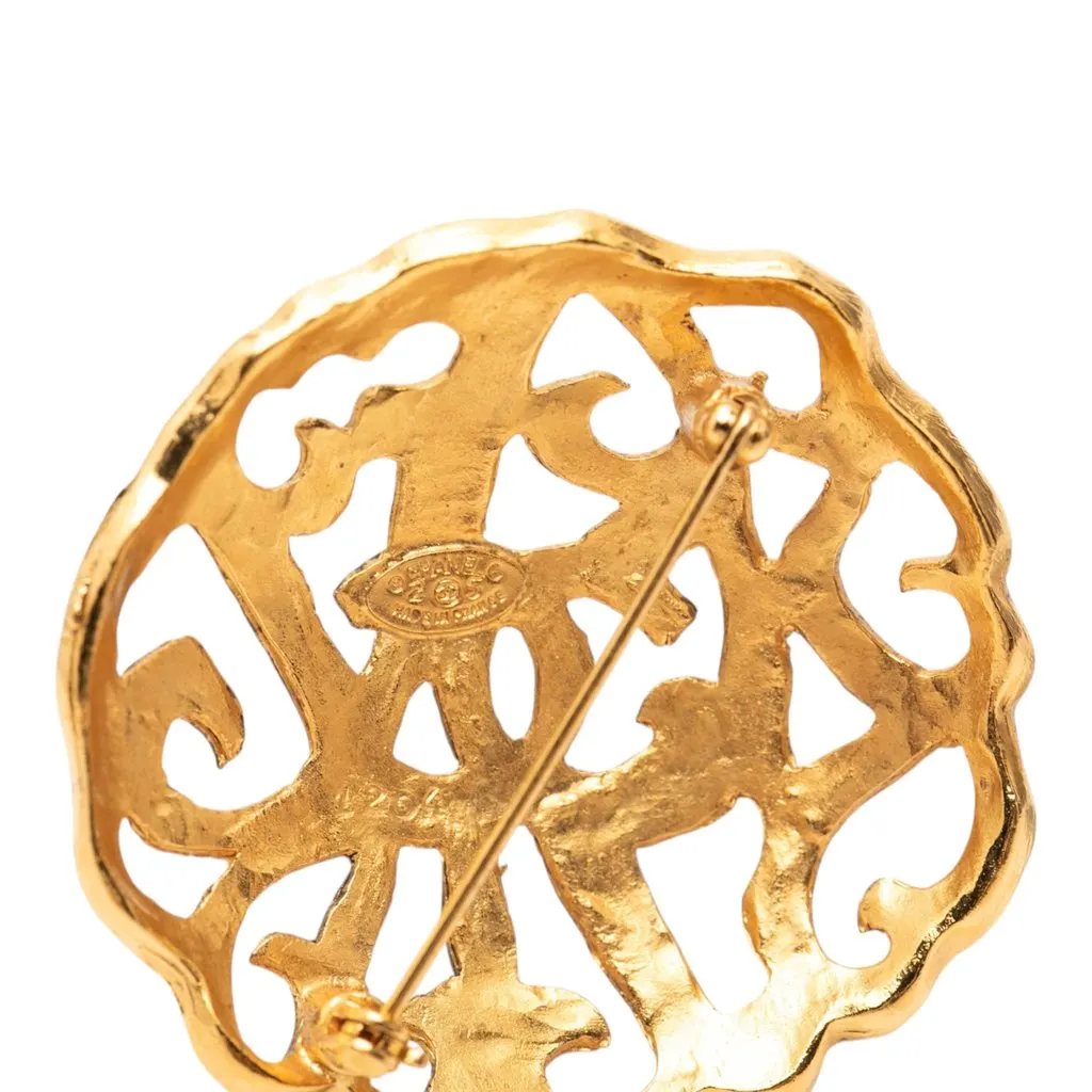 Chanel CC Gold Plated Filigree Brooch Gold Metal Very good - Inside View