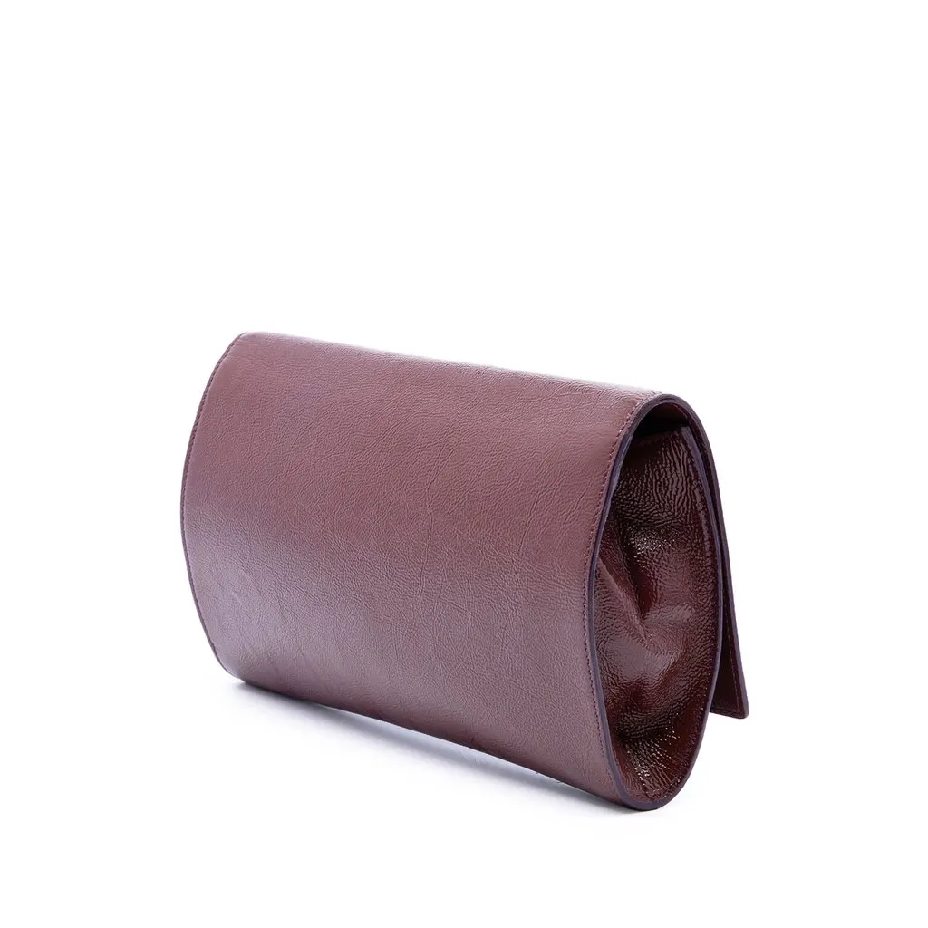 Saint Laurent Large Textured Patent Monogram Belle De Jour Clutch Red Leather Very good - Back View