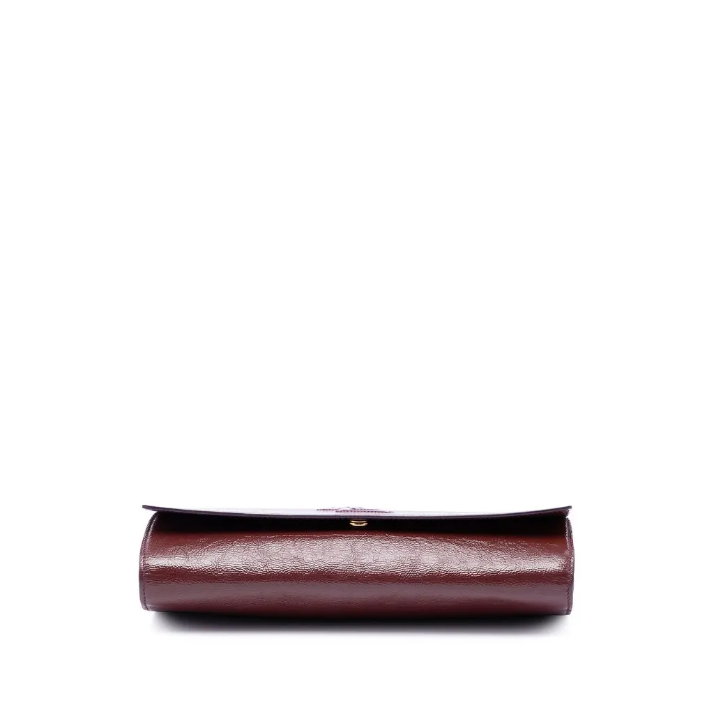 Saint Laurent Large Textured Patent Monogram Belle De Jour Clutch Red Leather Very good - Inside View