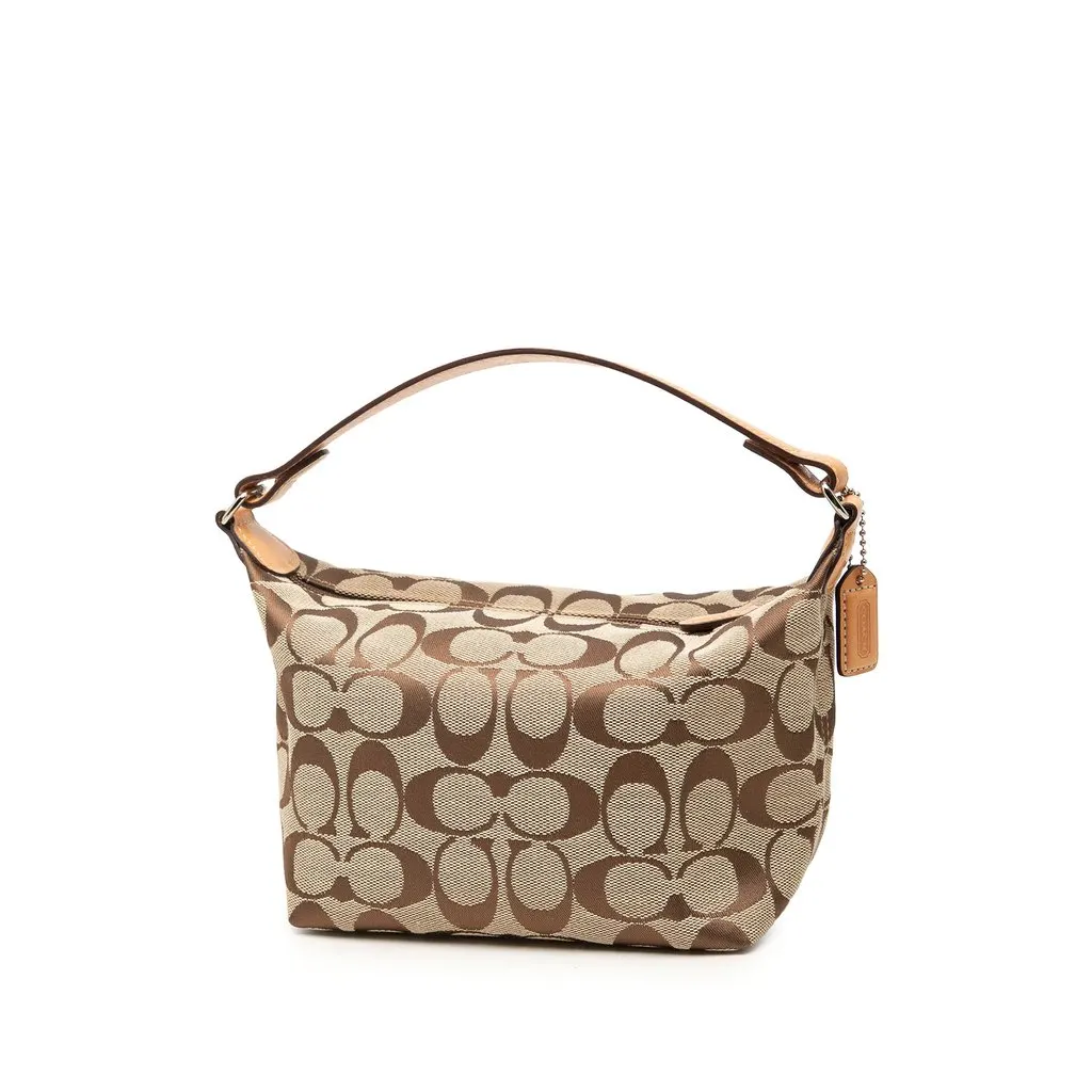 Coach Canvas Signature Sufflette Handbag Beige Canvas Good - Back View