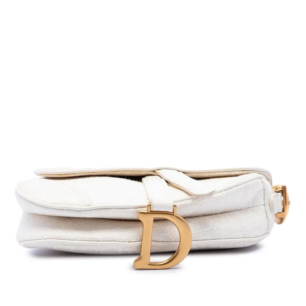 Dior Mini Oblique Embroidered Canvas Saddle Bag White Very good - Inside View