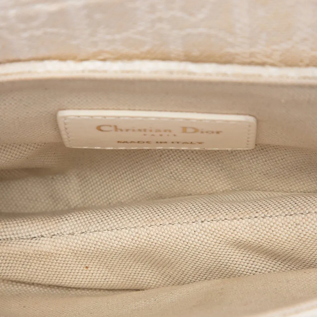 Dior Mini Oblique Embroidered Canvas Saddle Bag White Very good - Model View