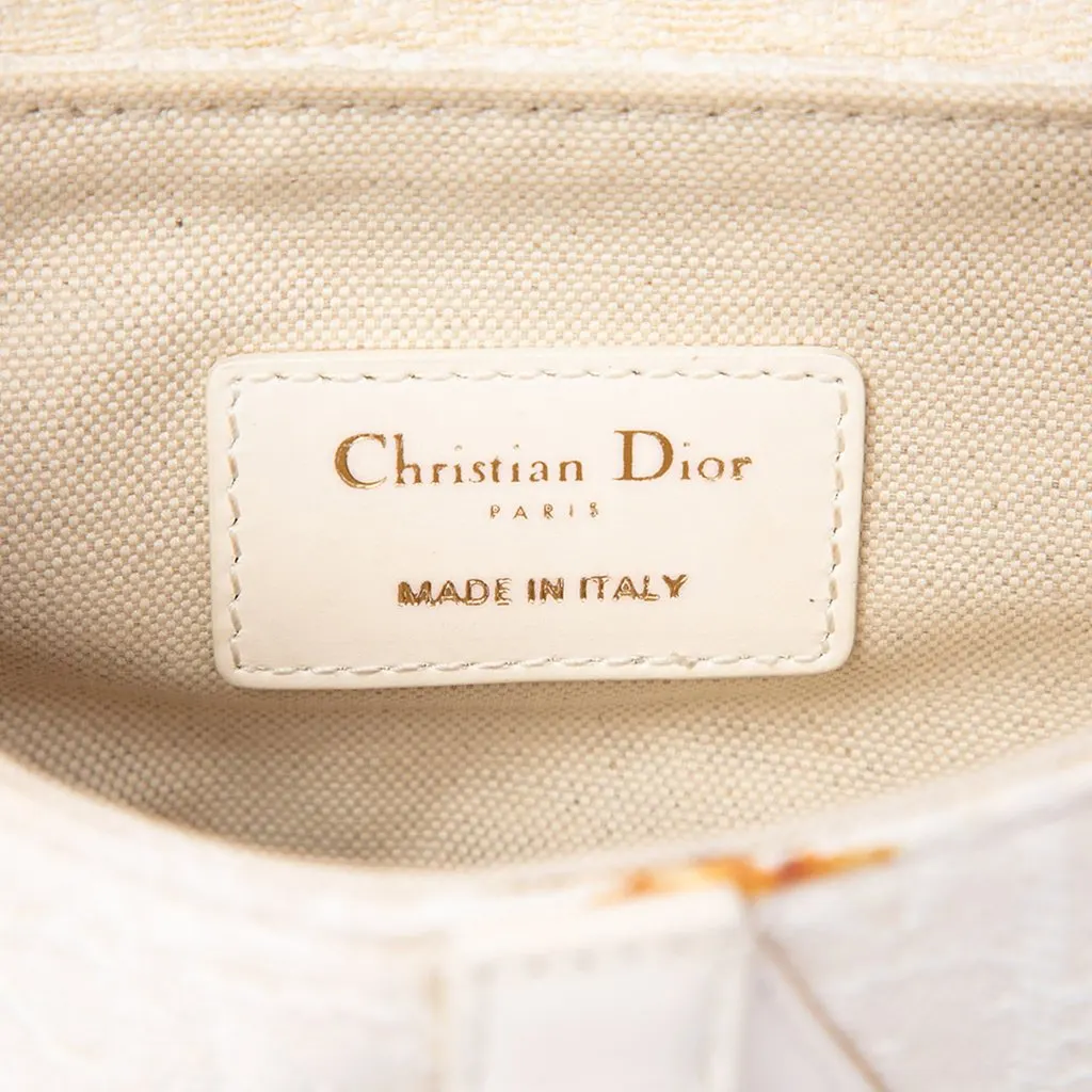 Dior Mini Oblique Embroidered Canvas Saddle Bag White Very good - Box View