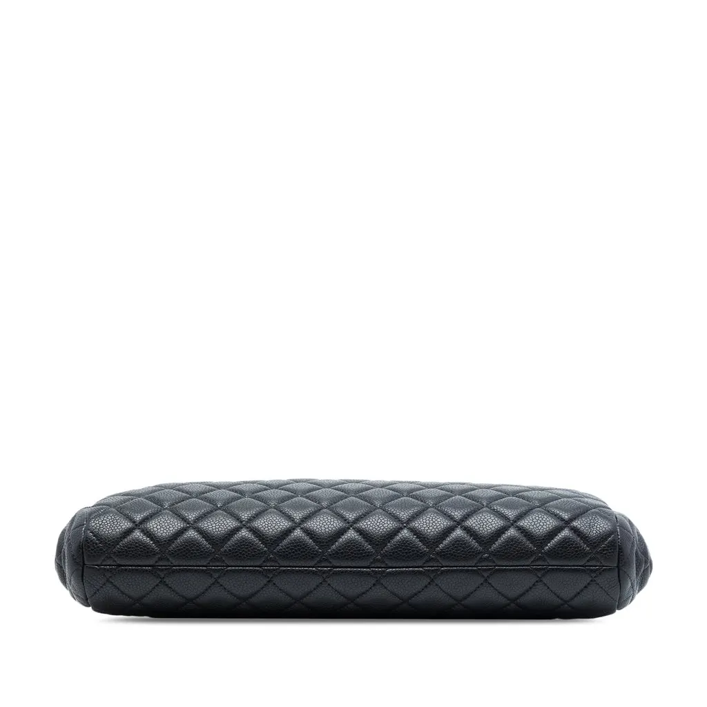 Chanel Large CC Quilted Caviar Frame Clutch Black Leather Very good - Inside View