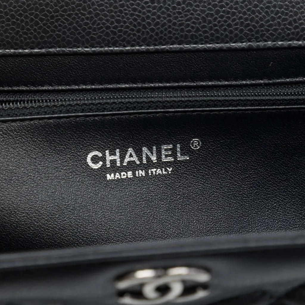 Chanel Large CC Quilted Caviar Frame Clutch Black Leather Very good - Box View