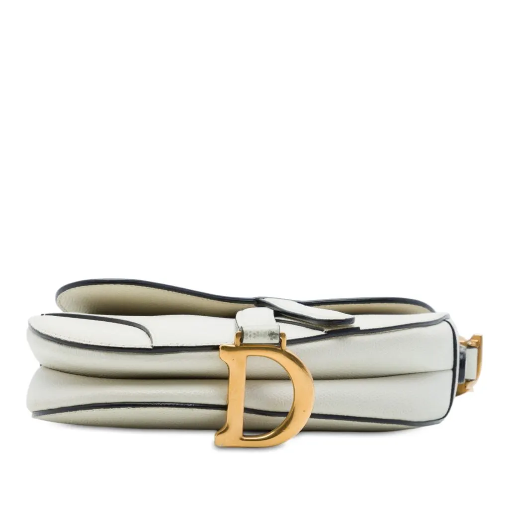 Dior Mini Grained Calfskin Saddle Bag White Leather Very good - Inside View