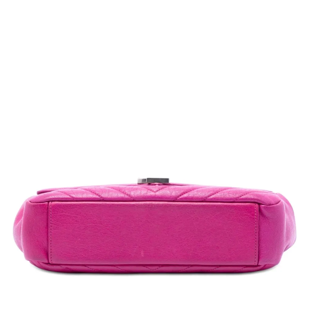 Saint Laurent Medium Chevron Sheepskin Monogram College Shoulder Bag Pink Leather Very good - Inside View