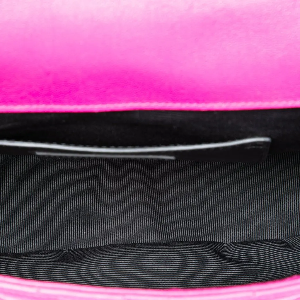Saint Laurent Medium Chevron Sheepskin Monogram College Shoulder Bag Pink Leather Very good - Model View