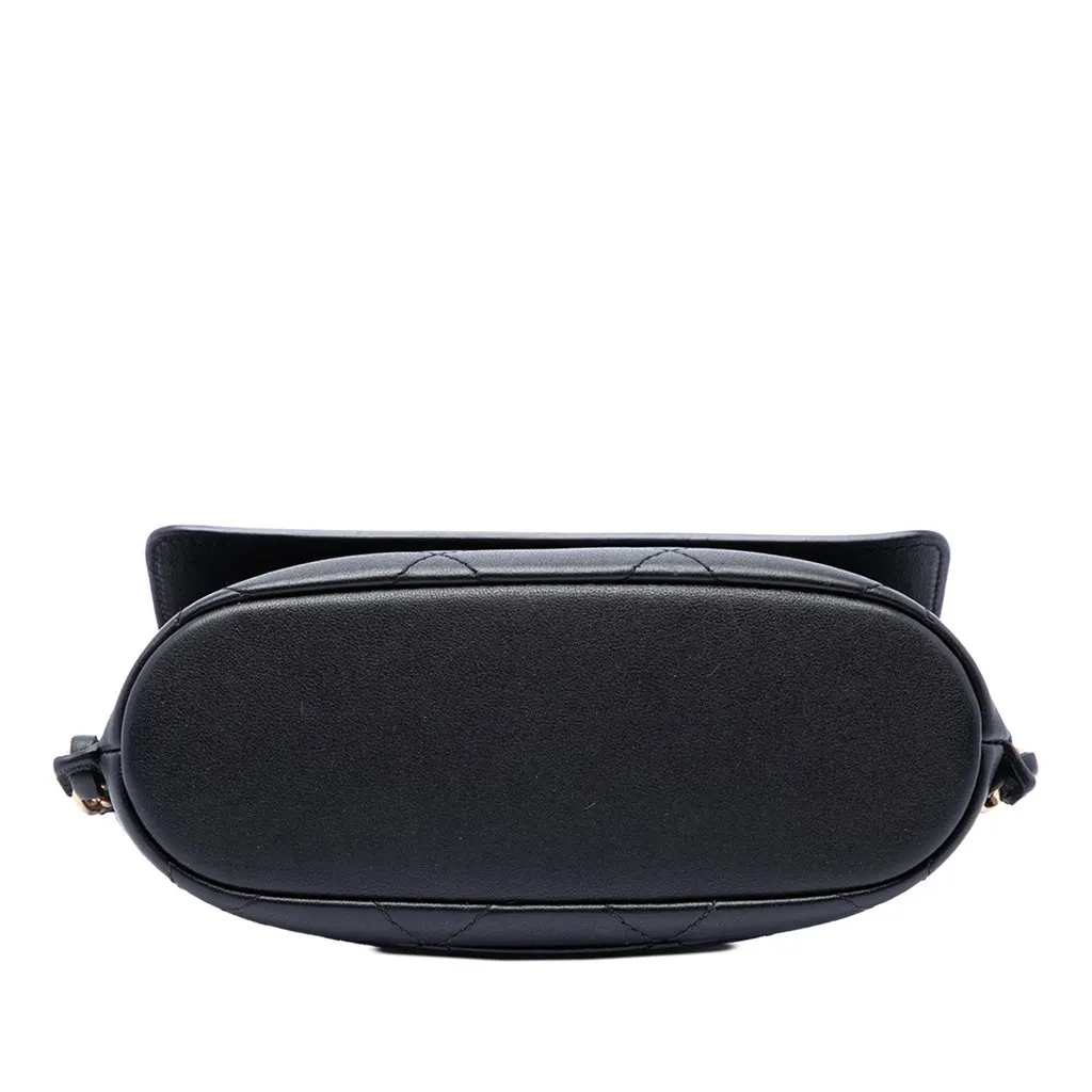 Chanel Small Quilted Calfskin Chain Hobo Flap Black Leather Very good - Inside View