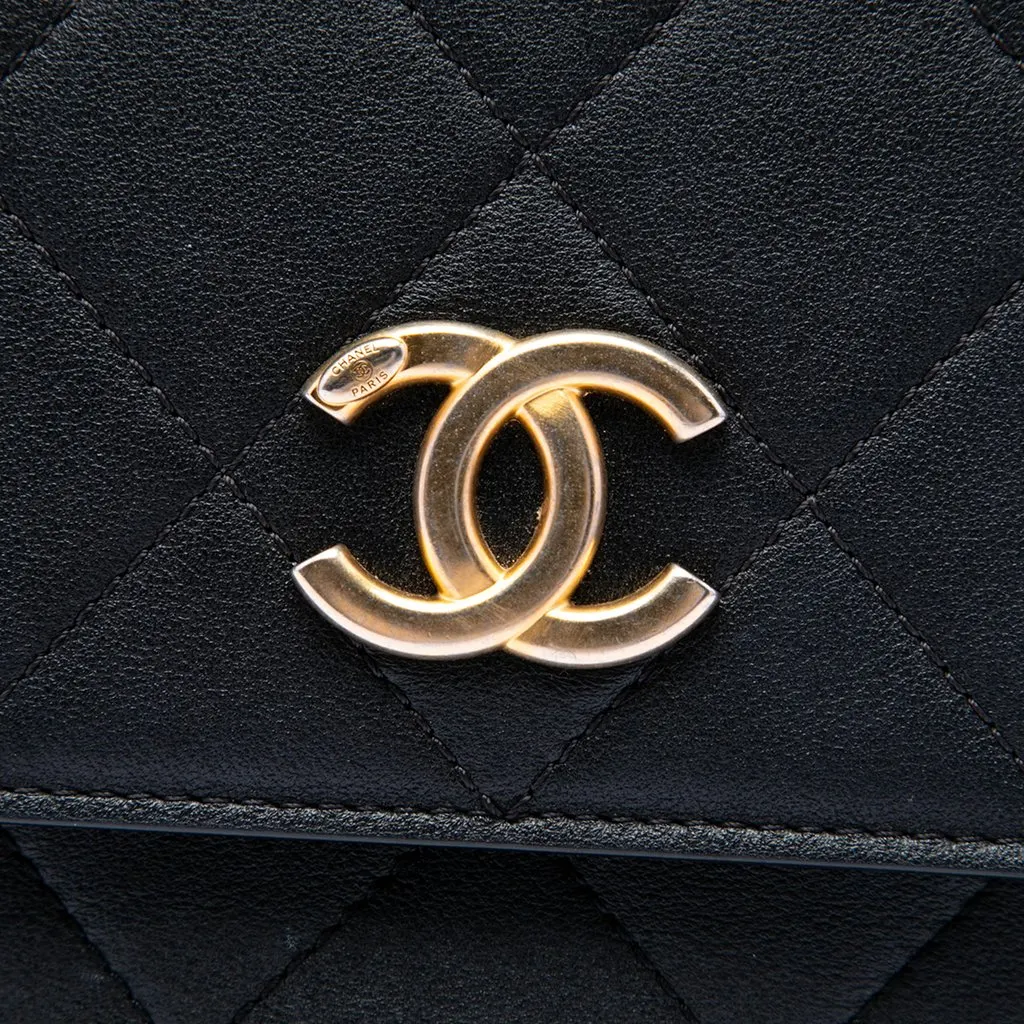 Chanel Small Quilted Calfskin Chain Hobo Flap Black Leather Very good - Box View
