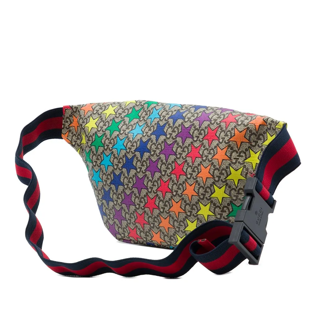 Gucci Kids GG Supreme Web Rainbow Stars Belt Bag Beige Canvas Good - Back View
