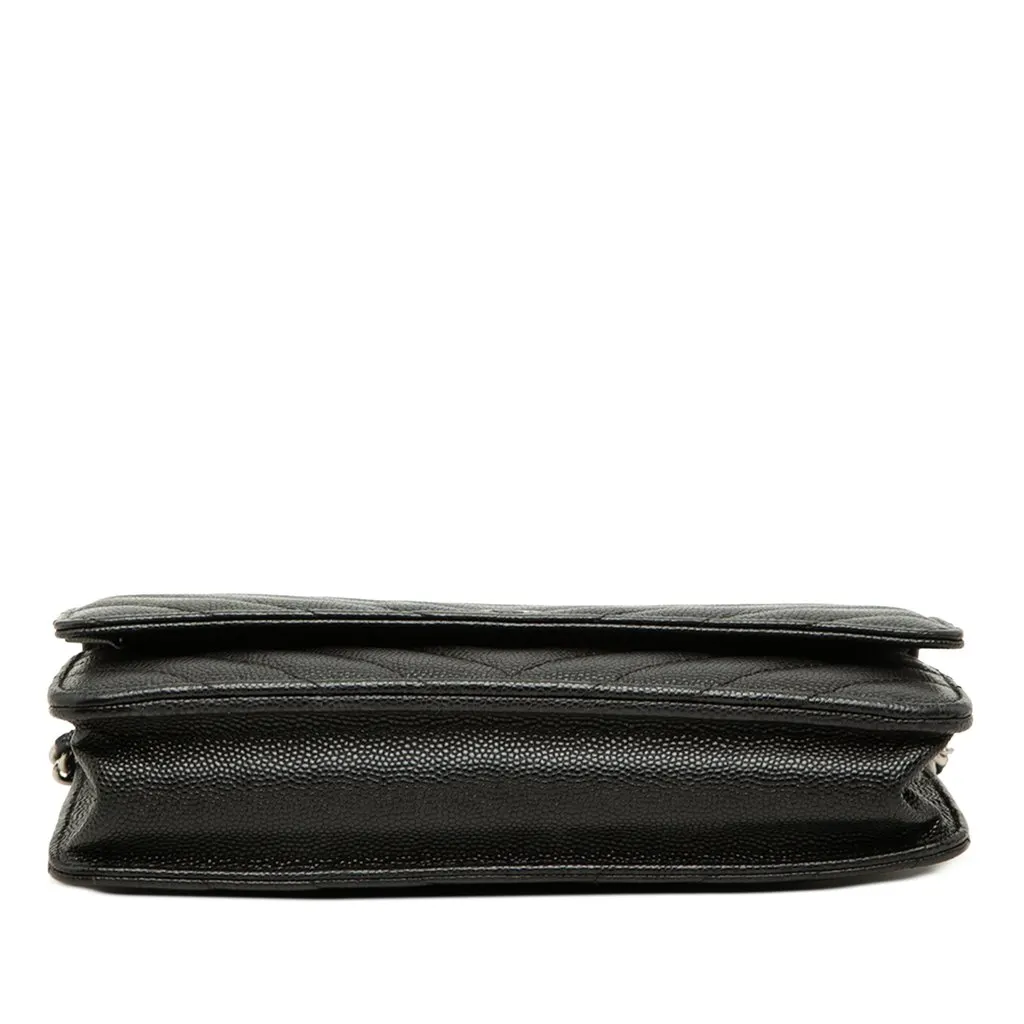 Chanel CC Chevron Caviar Wallet On Chain Black Leather Very good - Inside View