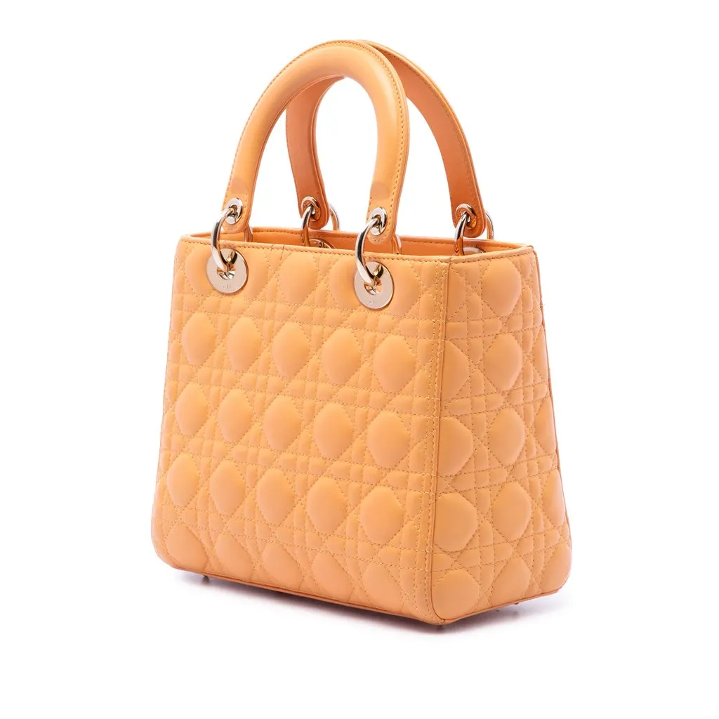 Dior Medium Lambskin Cannage Lady Dior Orange Leather Very good - Back View