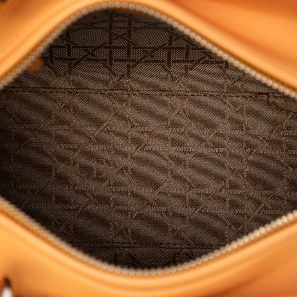 Dior Medium Lambskin Cannage Lady Dior Orange Leather Very good - Model View