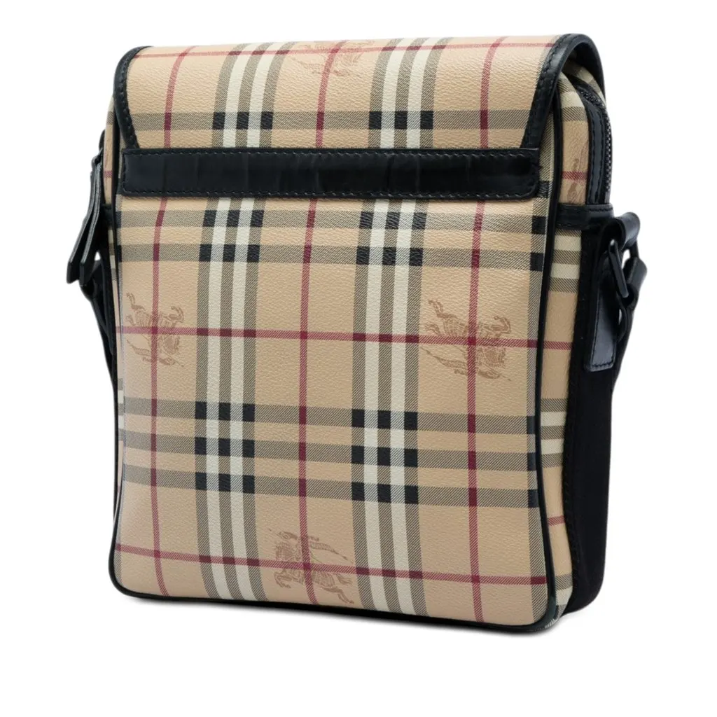 Burberry Haymarket Check Coated Canvas Crossbody Beige Good - Back View