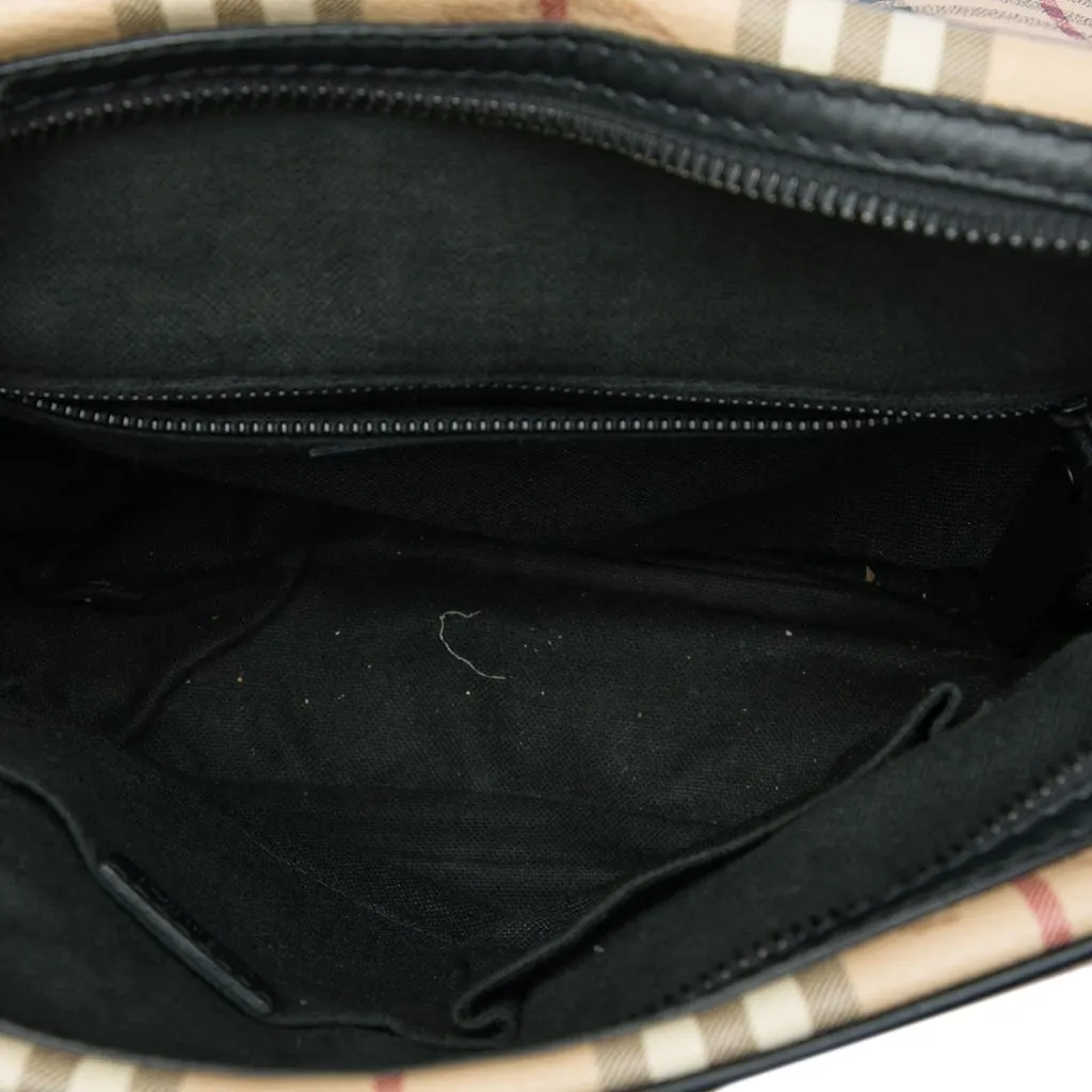 Burberry Haymarket Check Coated Canvas Crossbody Beige Good - Model View