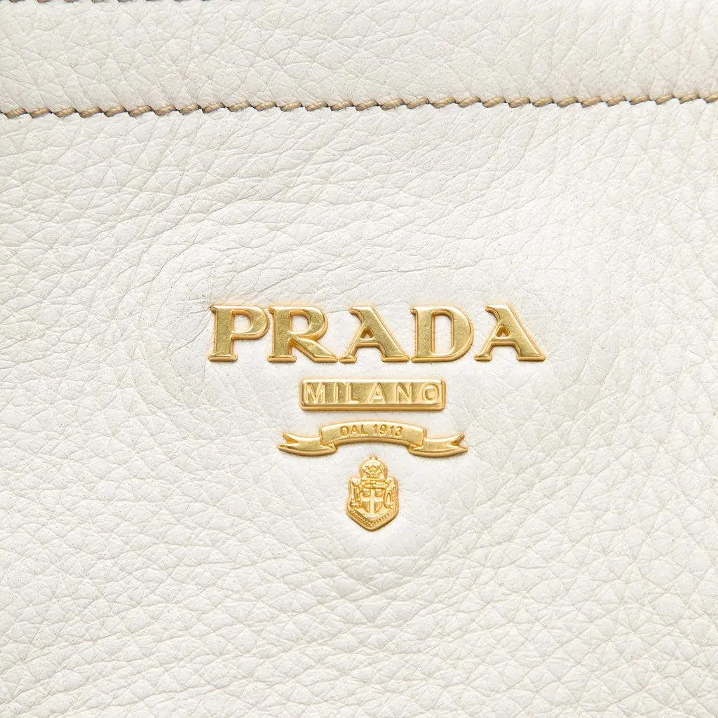 Prada Vitello Daino Convertible Tote White Leather Very good - Box View