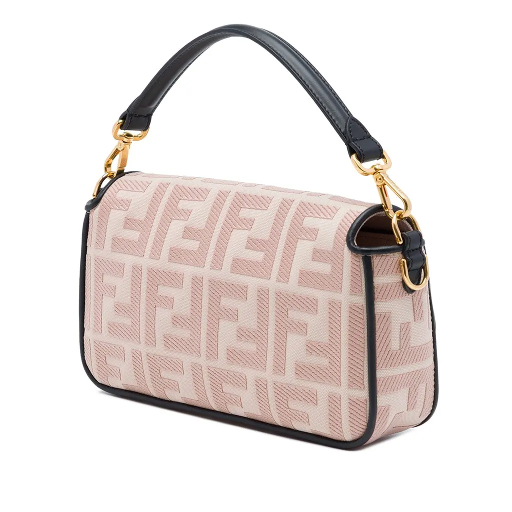 Fendi Zucca Embroidered Canvas Baguette Satchel Pink Very good - Back View