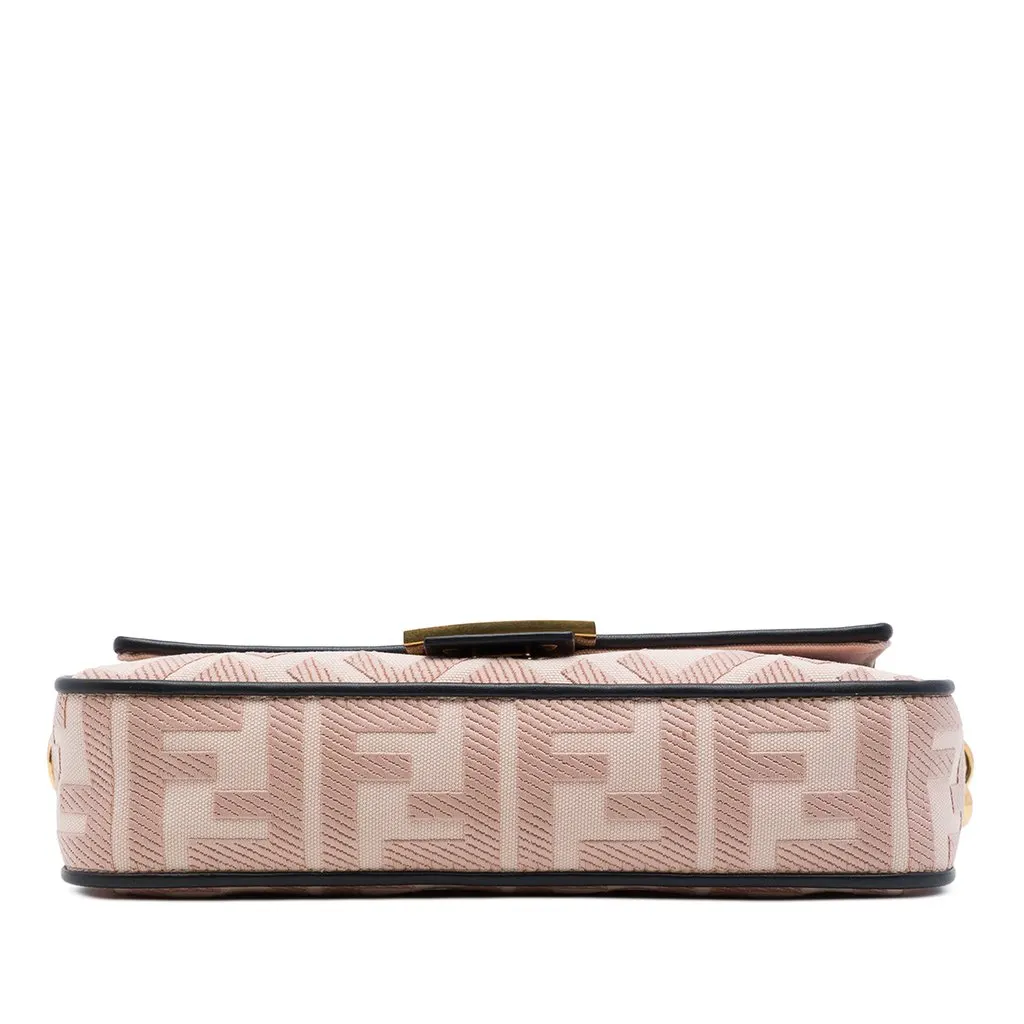 Fendi Zucca Embroidered Canvas Baguette Satchel Pink Very good - Inside View