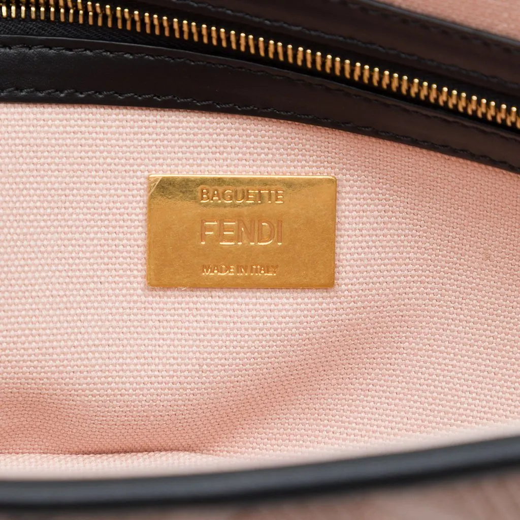 Fendi Zucca Embroidered Canvas Baguette Satchel Pink Very good - Box View