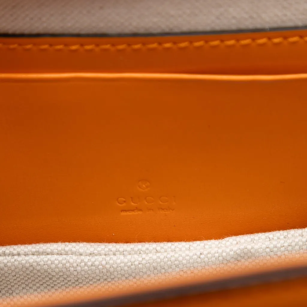 Gucci Mini Calfskin Web 1947 Bamboo Top Handle Bag Orange Leather Very good - Box View