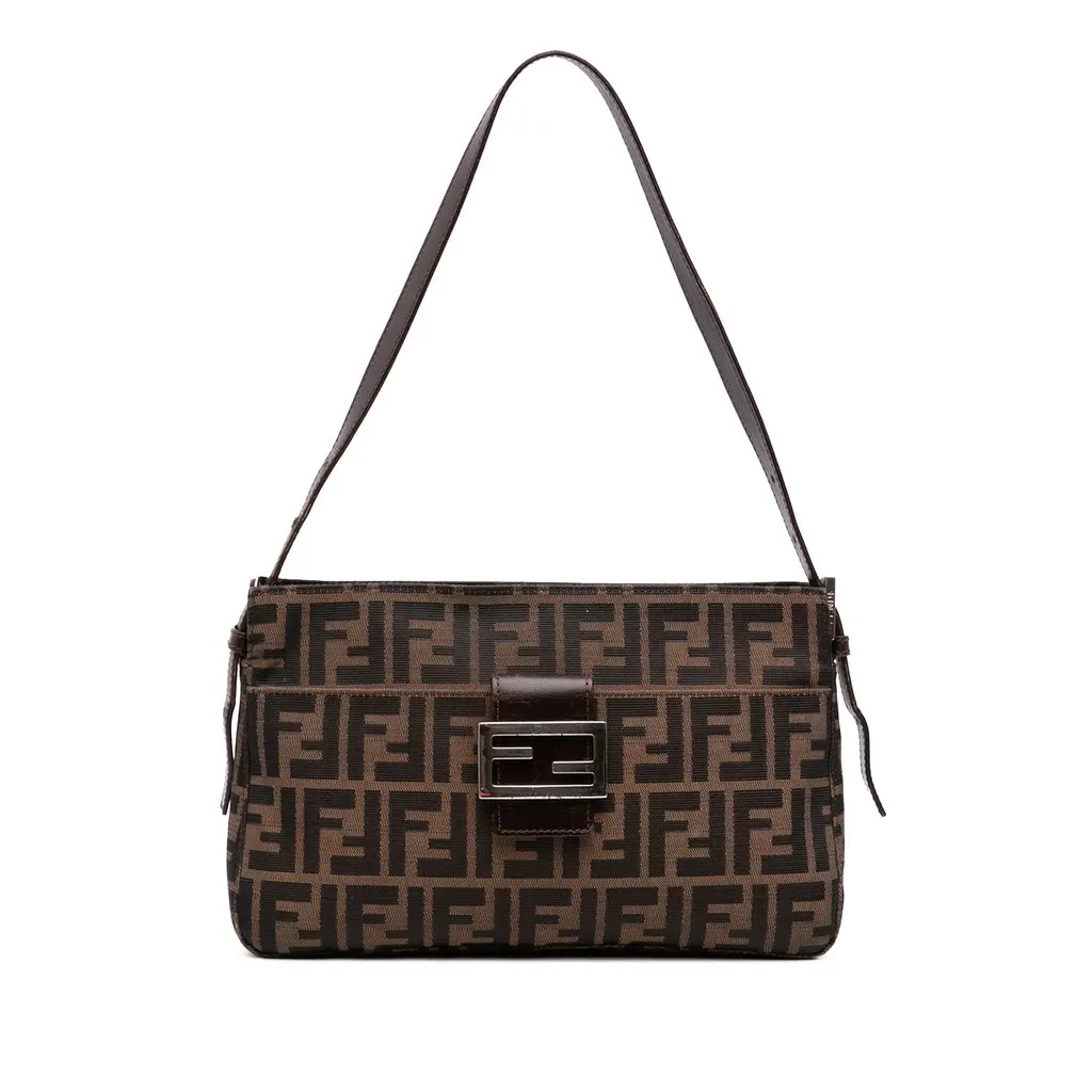 Fendi Zucca Canvas Shoulder Bag Brown Canvas Good - Front View