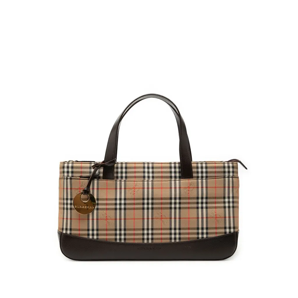 Burberry Haymarket Check Canvas Handbag Beige Very good - Front View