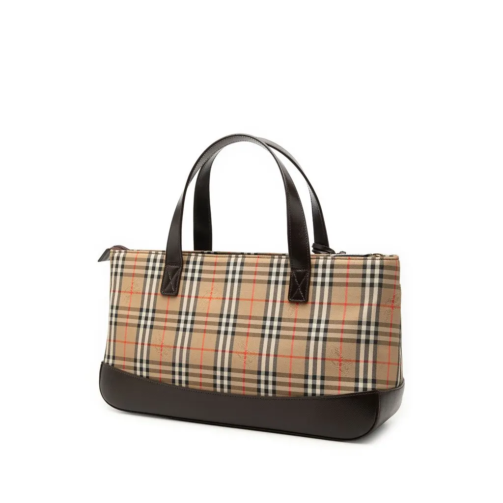 Burberry Haymarket Check Canvas Handbag Beige Very good - Back View