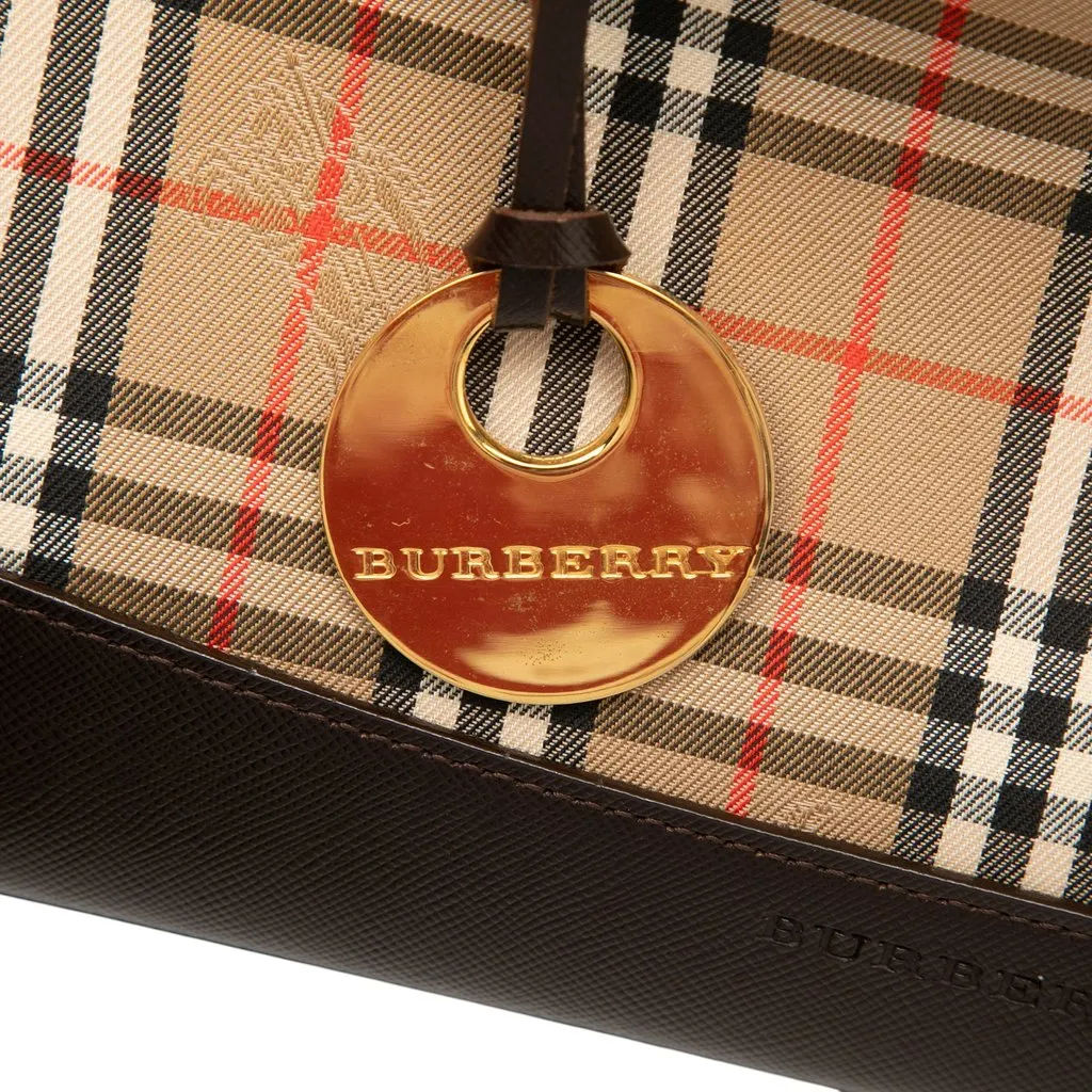Burberry Haymarket Check Canvas Handbag Beige Very good - Box View