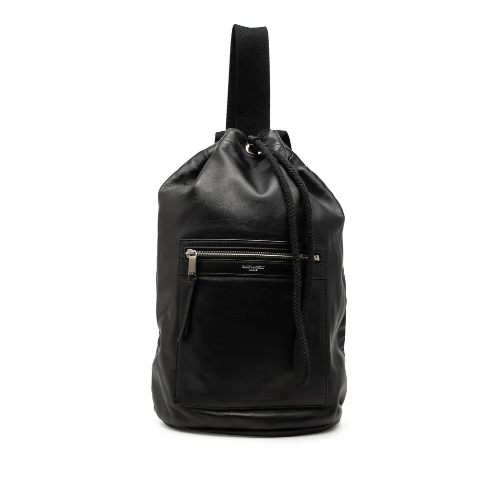 Saint Laurent Smooth Calfskin City Sailor Backpack Black Leather Very good - Front View