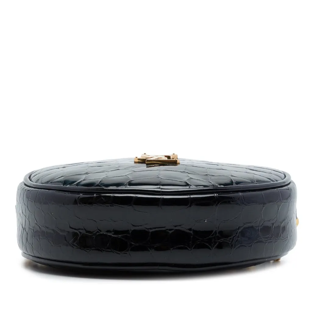 Saint Laurent Croc Embossed Patent Round Vinyle Camera Bag Black Leather Very good - Inside View