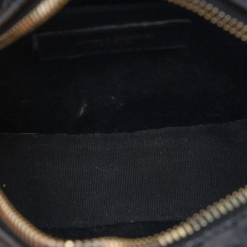 Saint Laurent Croc Embossed Patent Round Vinyle Camera Bag Black Leather Very good - Model View