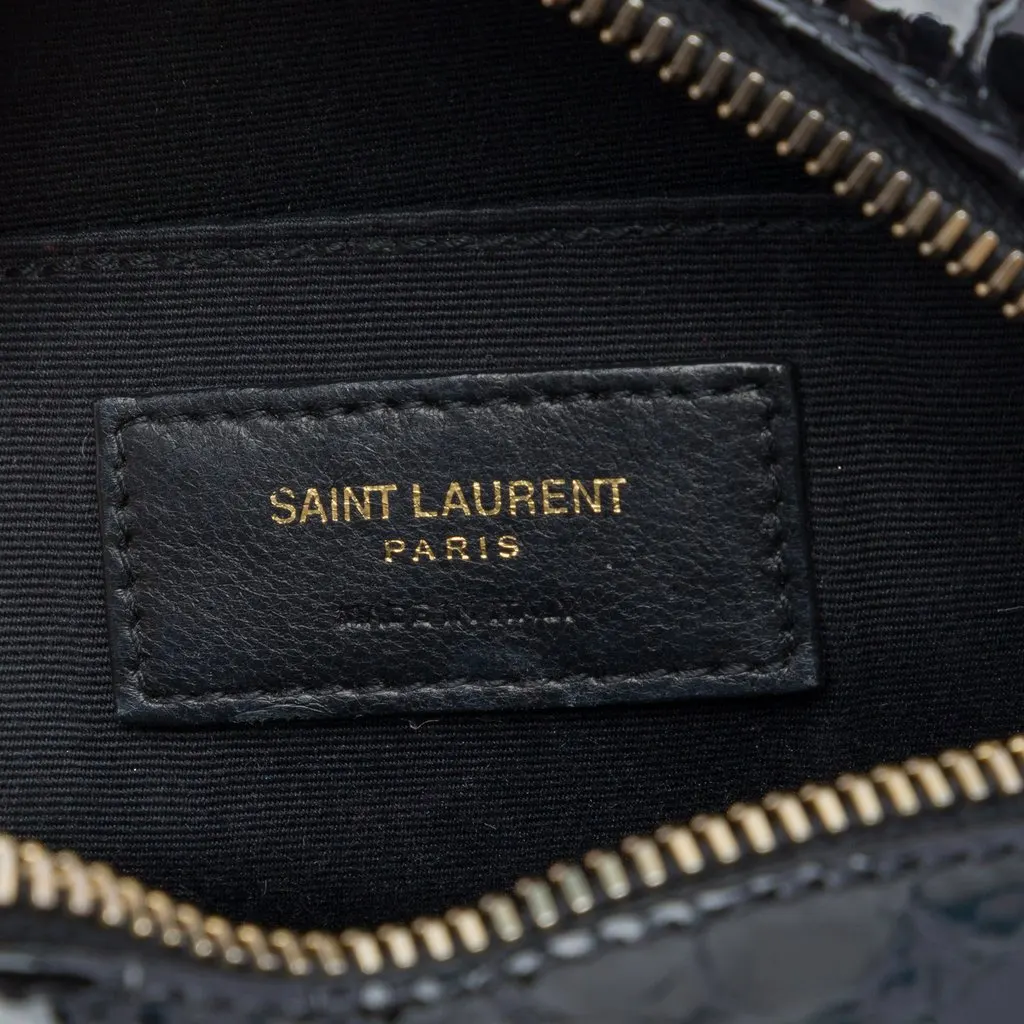 Saint Laurent Croc Embossed Patent Round Vinyle Camera Bag Black Leather Very good - Box View