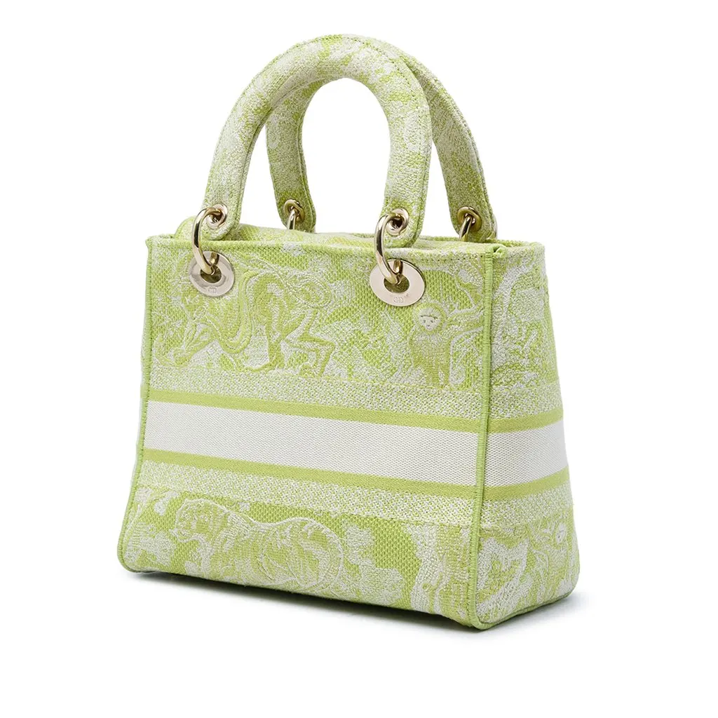 Dior Medium Embroidered Canvas Toile de Jouy Lady D Lite Green Very good - Back View