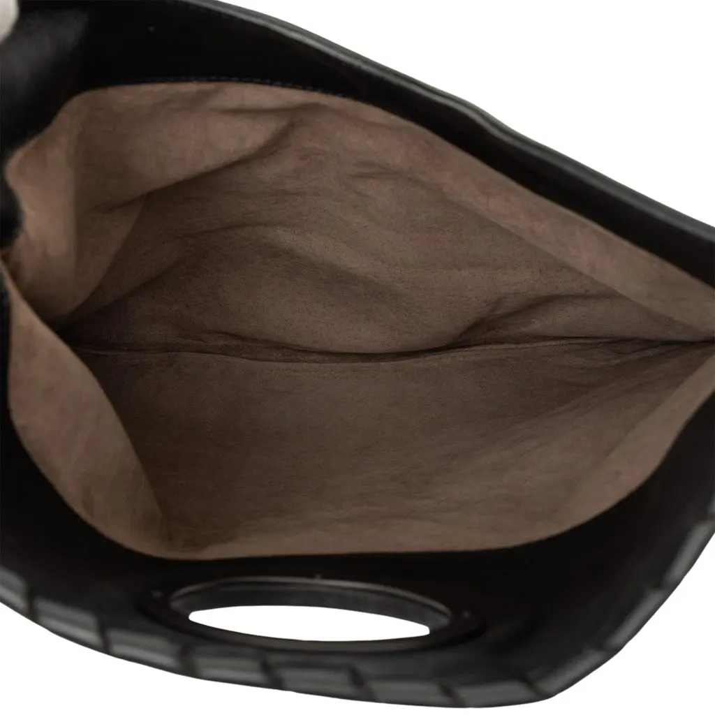 Bottega Veneta Nappa Intrecciato Turn Lock Clutch Black Leather Very good - Model View