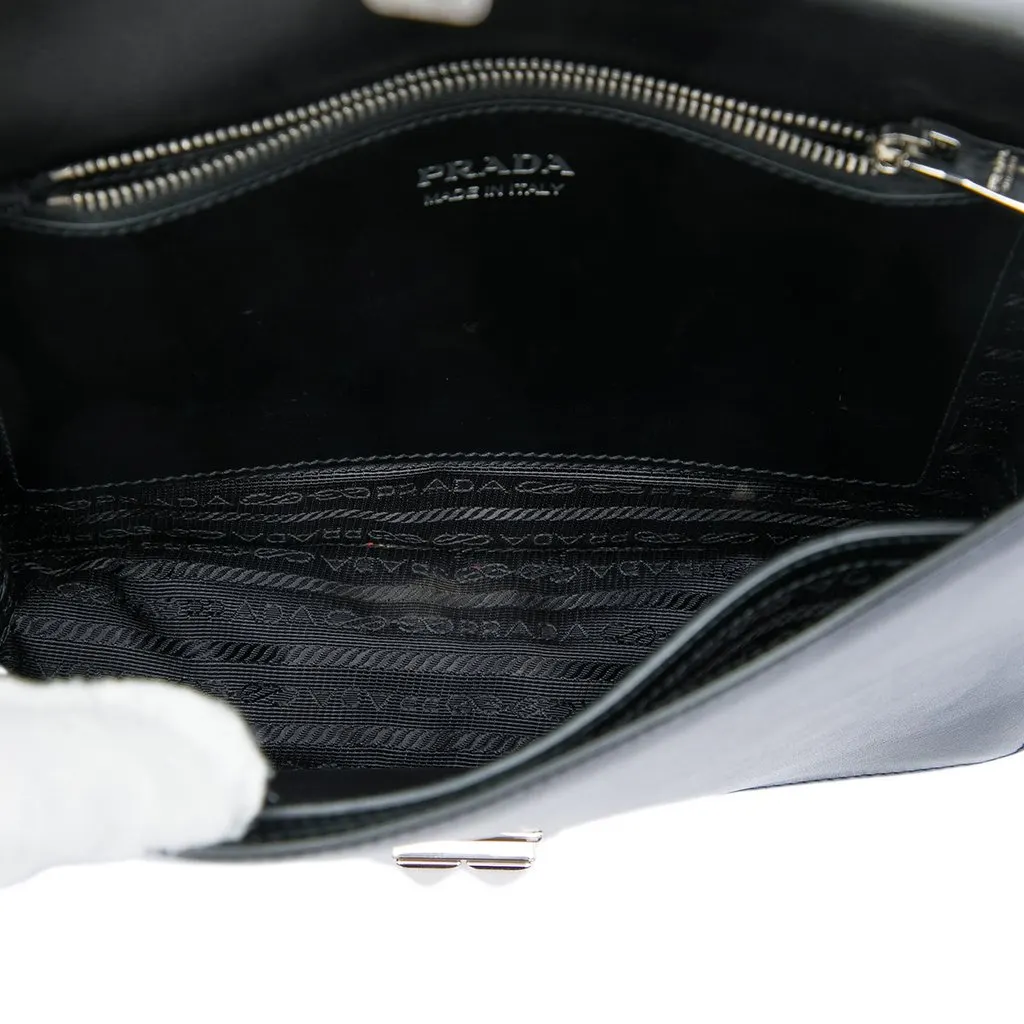 Prada City Calf and Saffiano Studded Elektra Crossbody Black Leather Very good - Model View