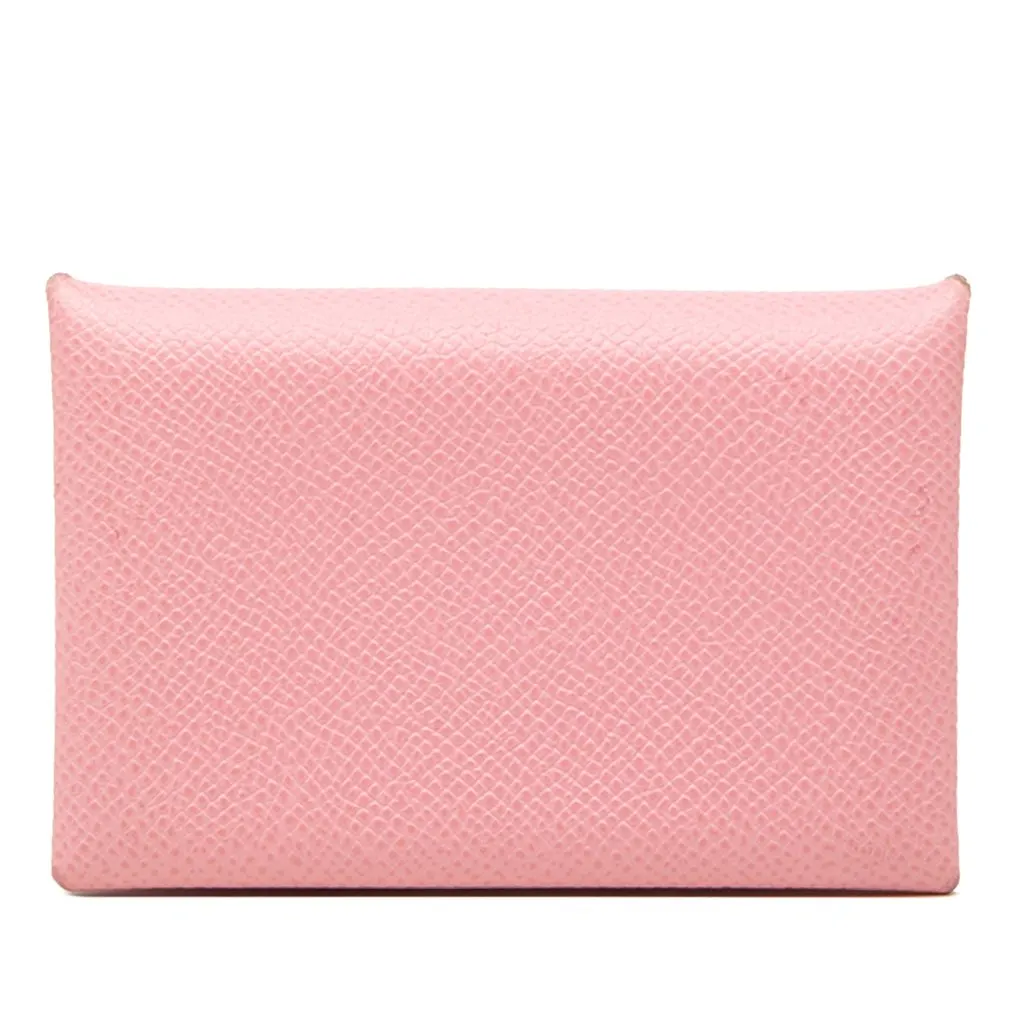 Hermès Epsom Calvi Card Holder Pink Leather Very good - Front View