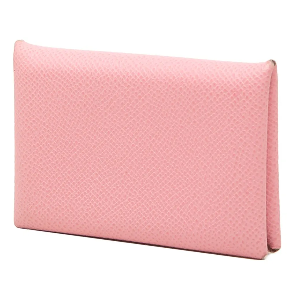 Hermès Epsom Calvi Card Holder Pink Leather Very good - Back View