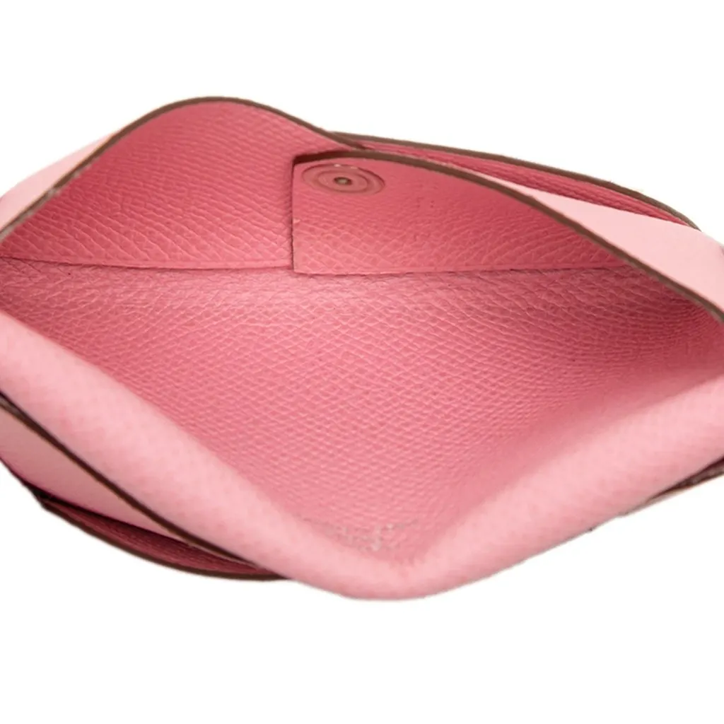 Hermès Epsom Calvi Card Holder Pink Leather Very good - Model View
