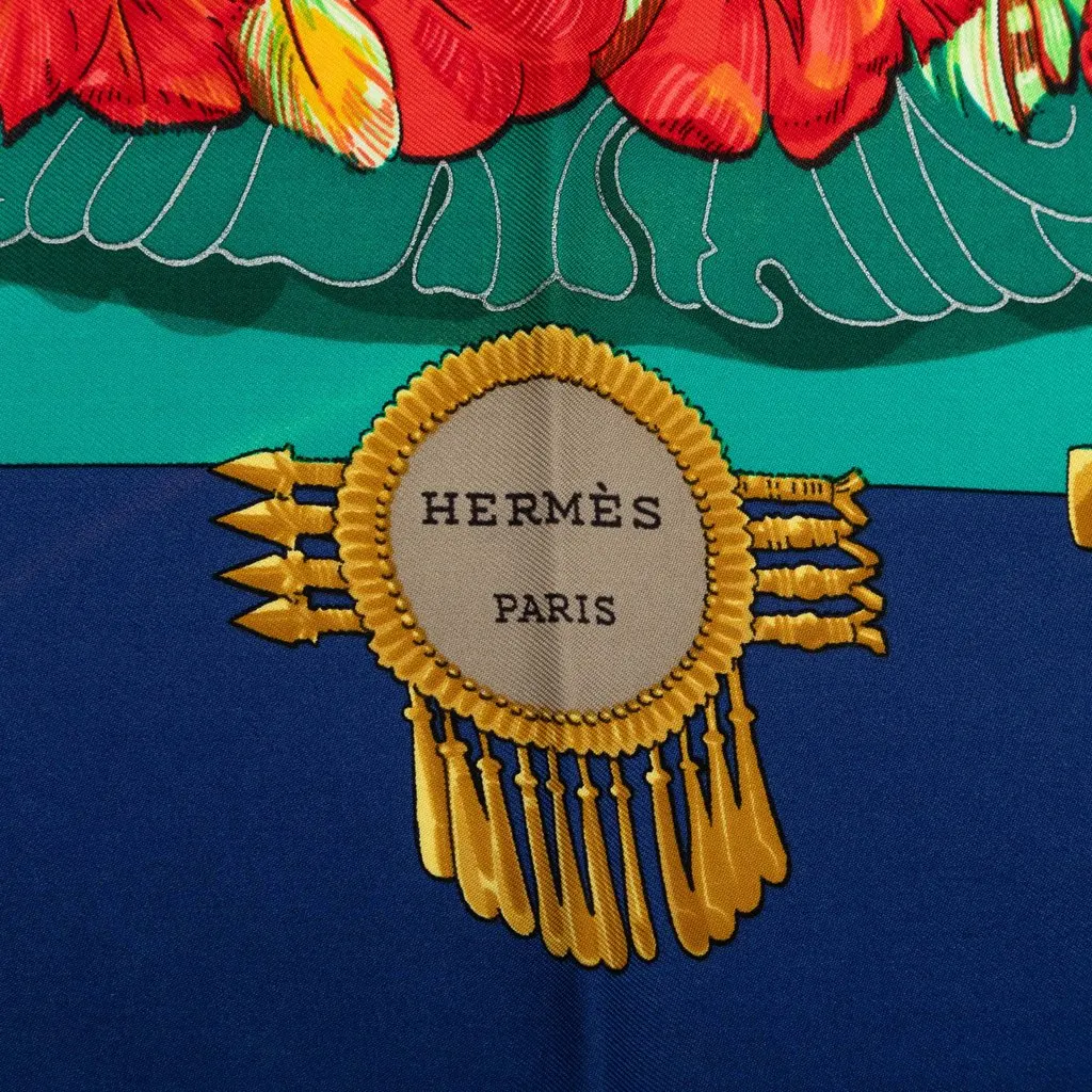 Hermès Mexique Silk Scarf Blue Silk Good - Inside View