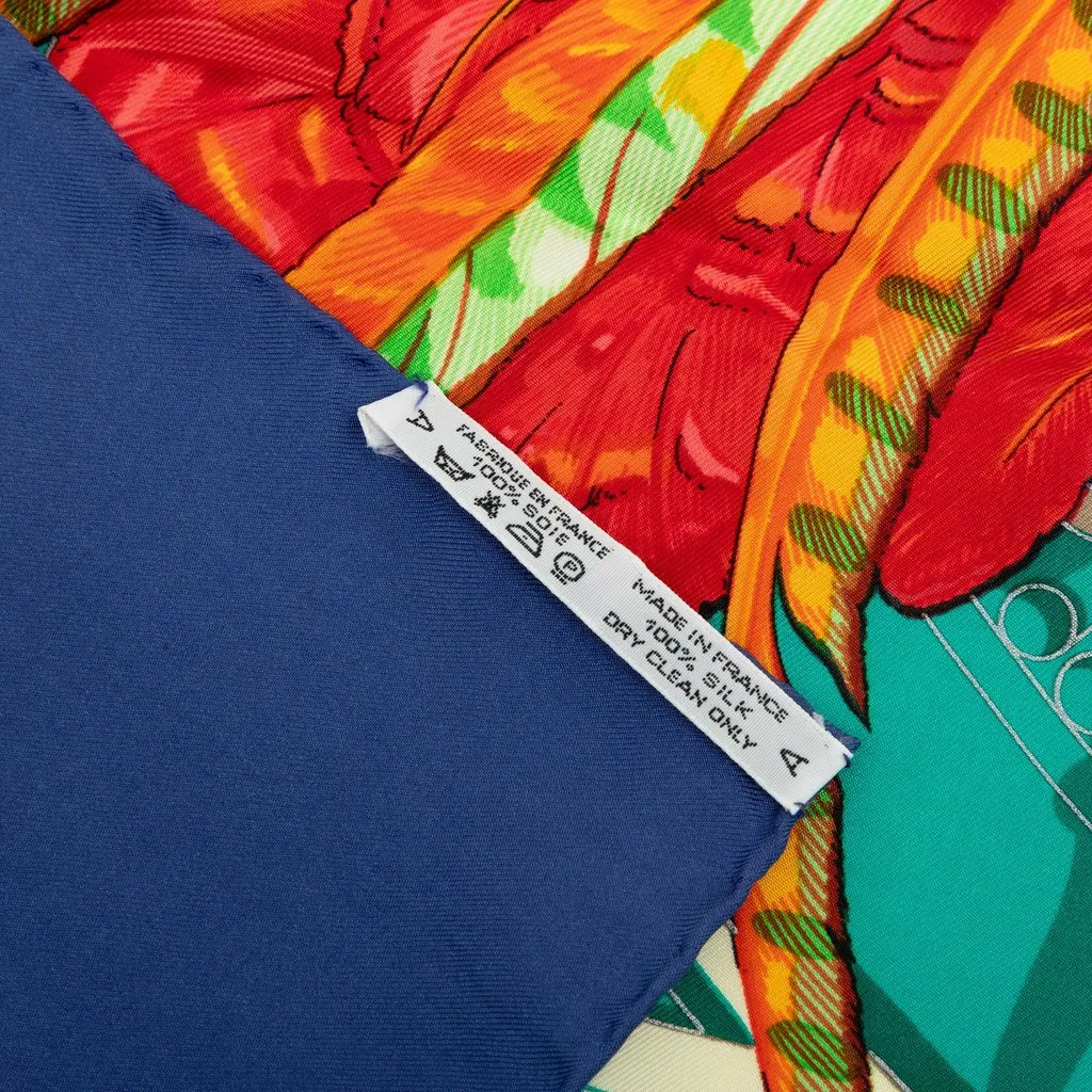 Hermès Mexique Silk Scarf Blue Silk Good - Model View