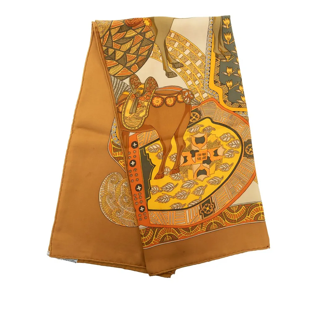 Hermès Art des Steppes Silk Scarf Brown Silk Very good - Front View