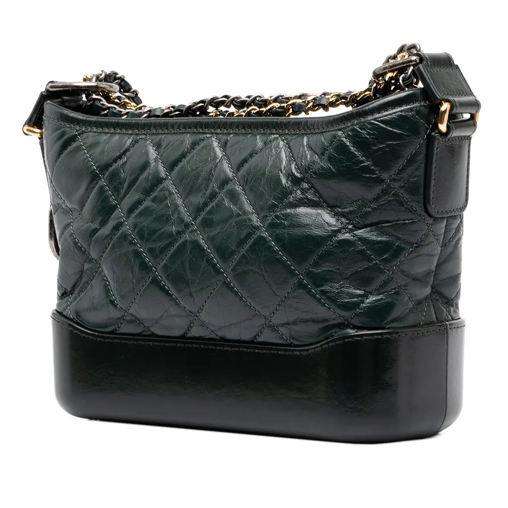 Chanel Small Bicolor Aged Calfskin Gabrielle Crossbody Green Leather Very good - Back View