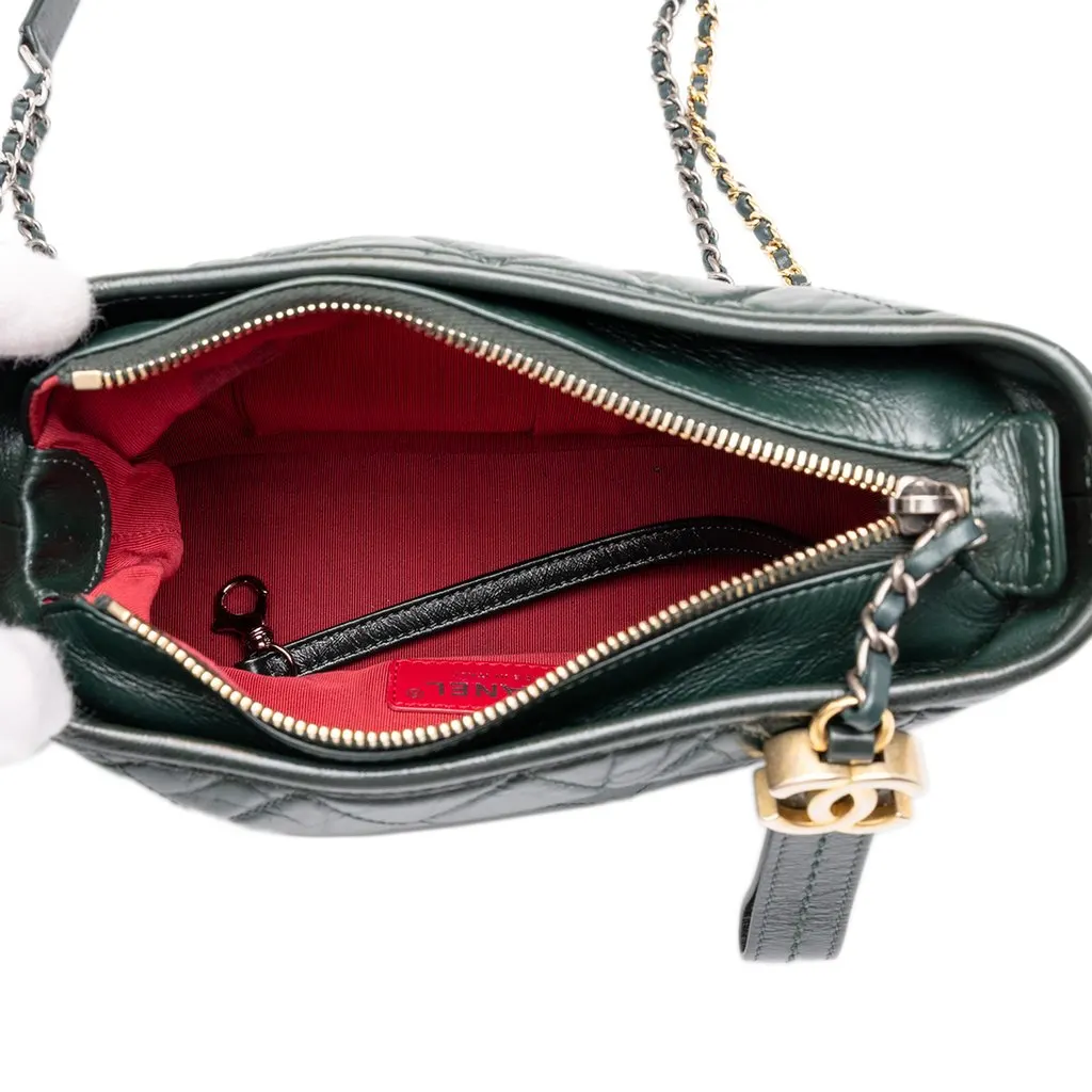 Chanel Small Bicolor Aged Calfskin Gabrielle Crossbody Green Leather Very good - Model View
