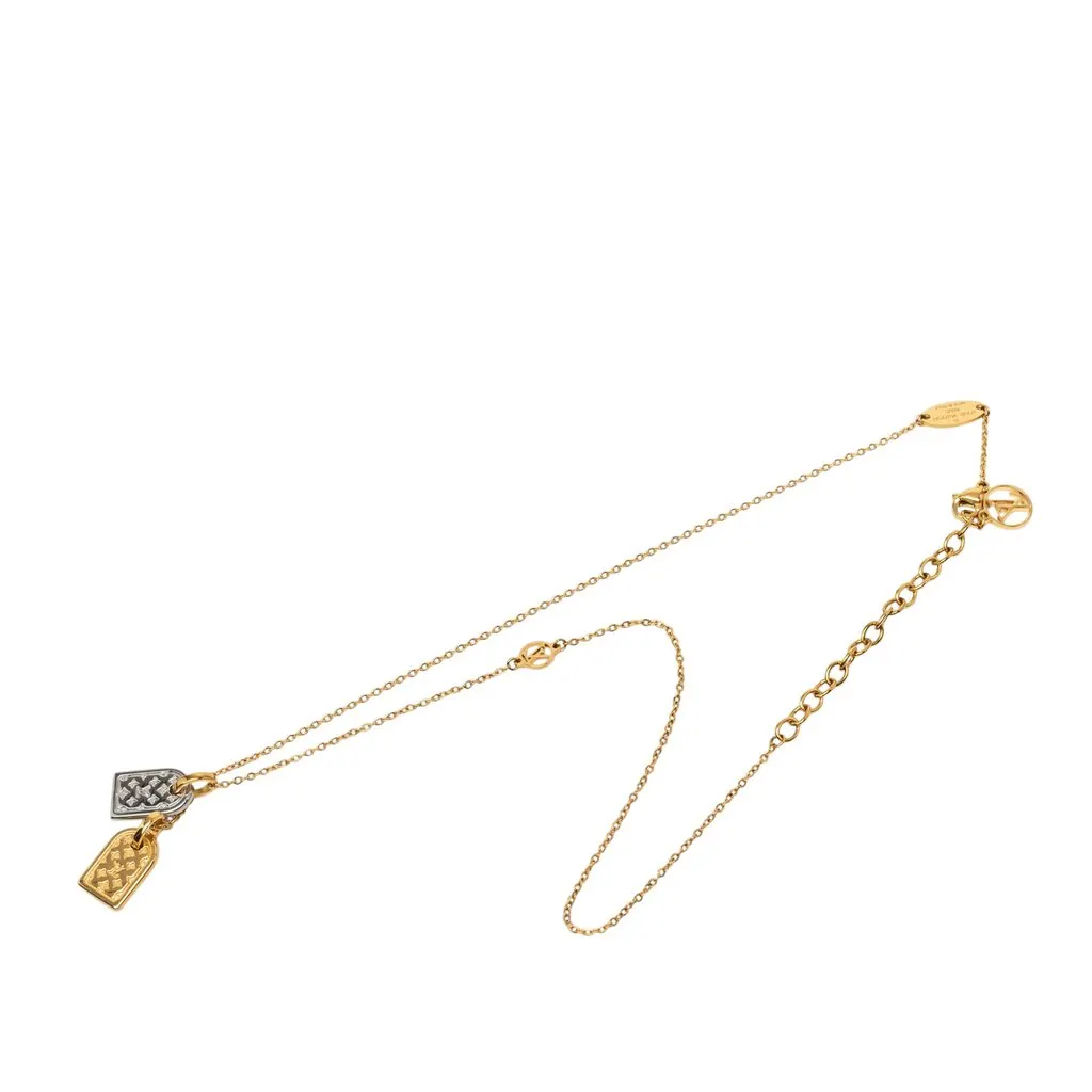 Louis Vuitton Gold Plated Nanogram Pendant Necklace Gold Metal Very good - Front View