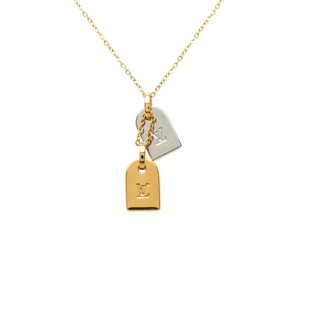 Louis Vuitton Gold Plated Nanogram Pendant Necklace Gold Metal Very good - Inside View