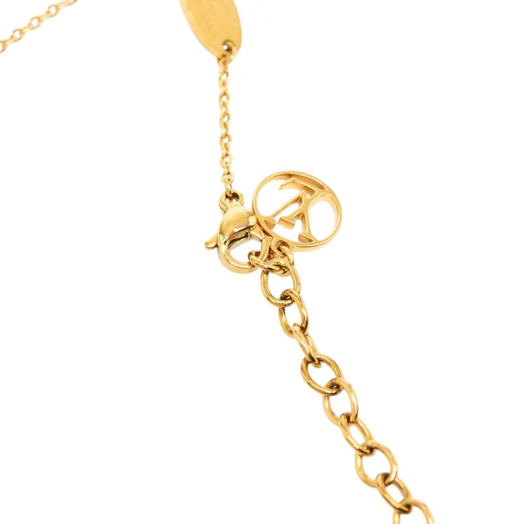 Louis Vuitton Gold Plated Nanogram Pendant Necklace Gold Metal Very good - Model View
