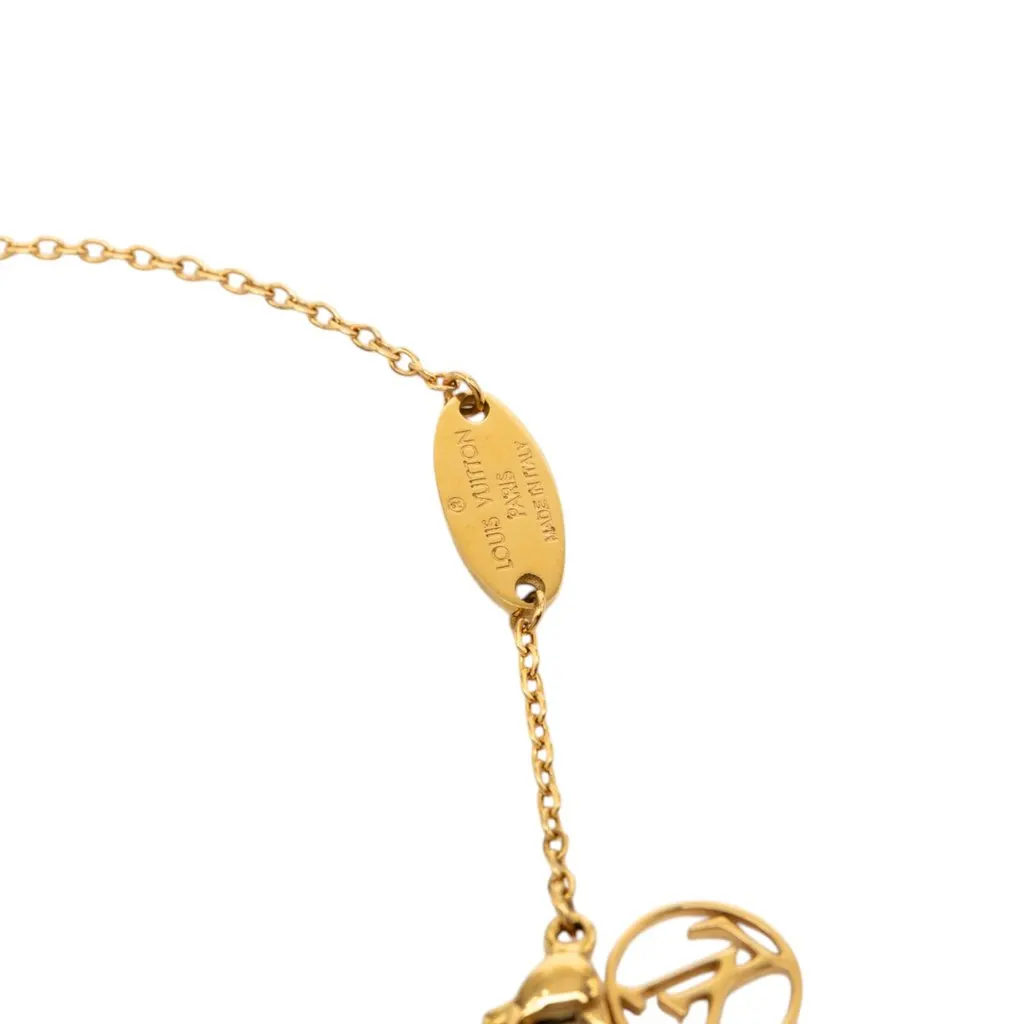 Louis Vuitton Gold Plated Nanogram Pendant Necklace Gold Metal Very good - Box View