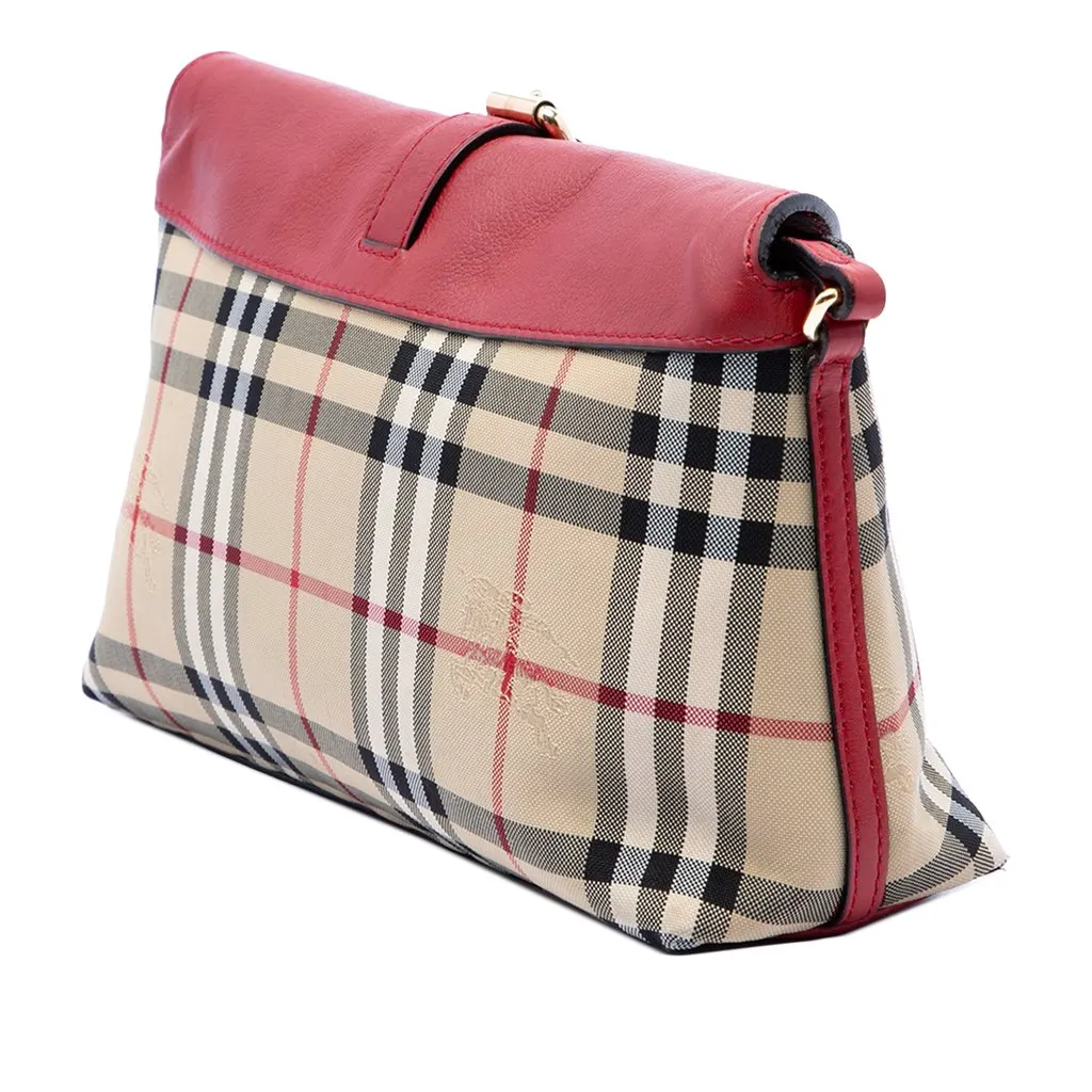 Burberry Haymarket Check Canvas Leah Crossbody Beige Good - Back View